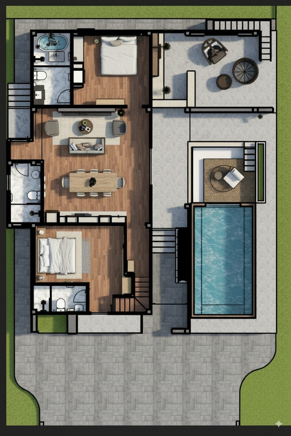 Phaview villa ground and upper floor plan, layout one